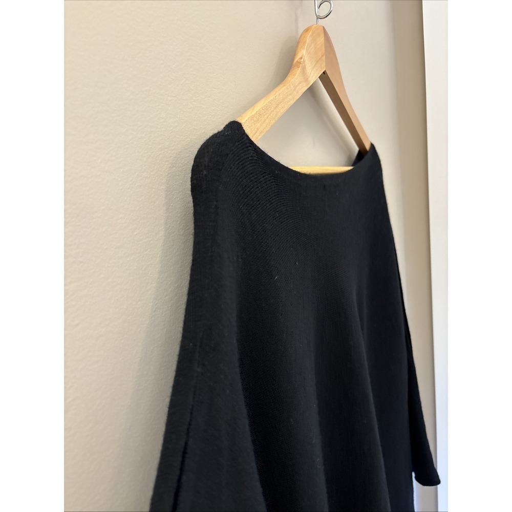 Eileen Fisher Merino Wool Black Scoop Neck M/L ?Pullover Sweater Cut Out Sleeve - Picture 12 of 14
